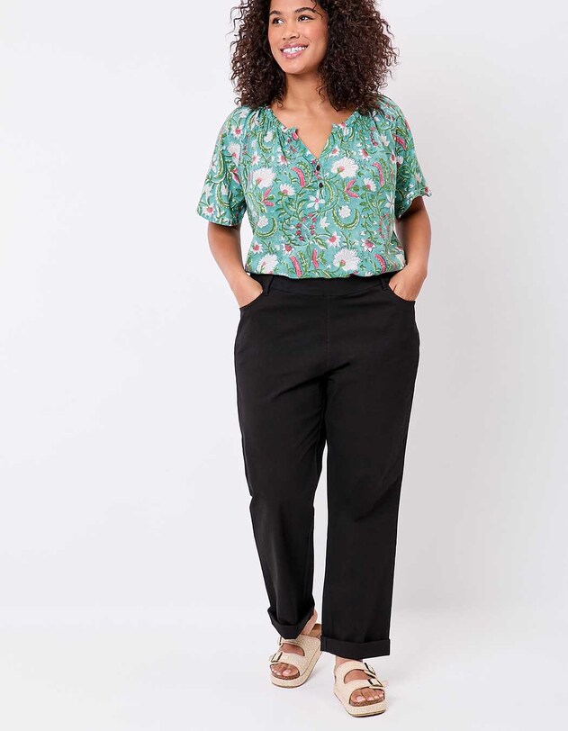 Pantalon ajust&eacute; coton stretch imprim&eacute; La Fianc&eacute;e