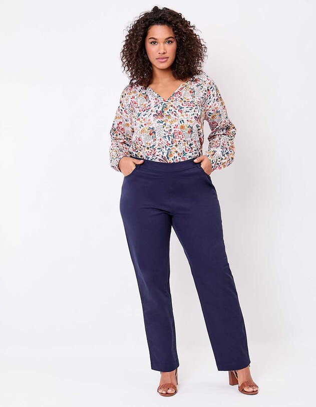 Pantalon ajust&eacute; coton stretch imprim&eacute; La Fianc&eacute;e
