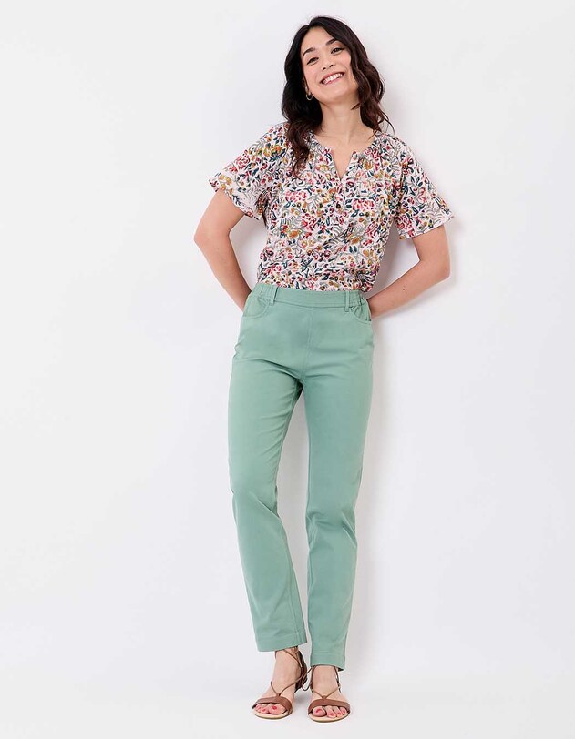 Pantalon ajust&eacute; coton stretch imprim&eacute; La Fianc&eacute;e