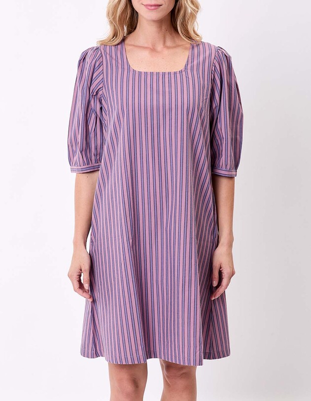 Robe rayures col carr&eacute; coton bio imprim&eacute; La Fianc&eacute;e