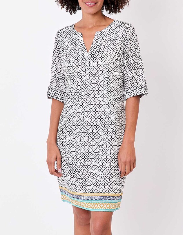 Robe col tunisien voile de coton bio imprim&eacute; La Fianc&eacute;e