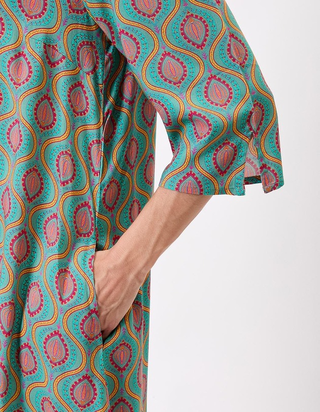 Robe fluide &eacute;vas&eacute;e manches 3/4 imprim&eacute; La Fianc&eacute;e