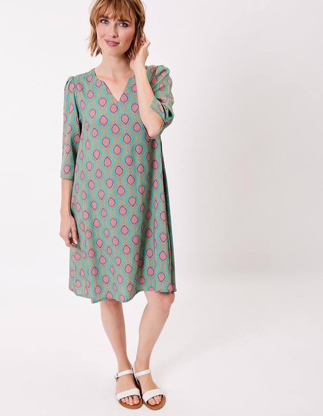 Robe fluide &eacute;vas&eacute;e manches 3/4 imprim&eacute; La Fianc&eacute;e
