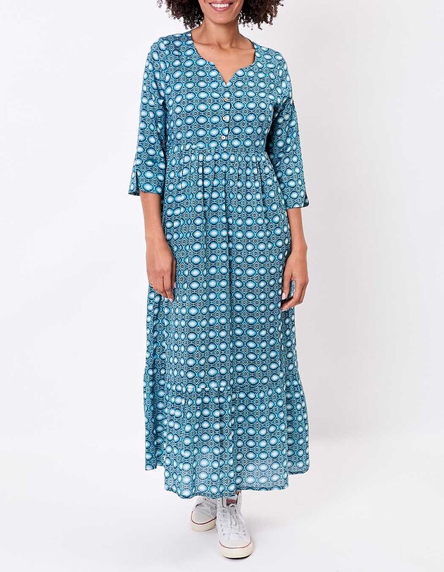 Robe longue imprim&eacute;e en voile de coton imprim&eacute; La Fianc&eacute;e