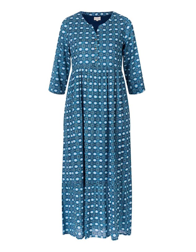 Robe longue imprim&eacute;e en voile de coton imprim&eacute; La Fianc&eacute;e