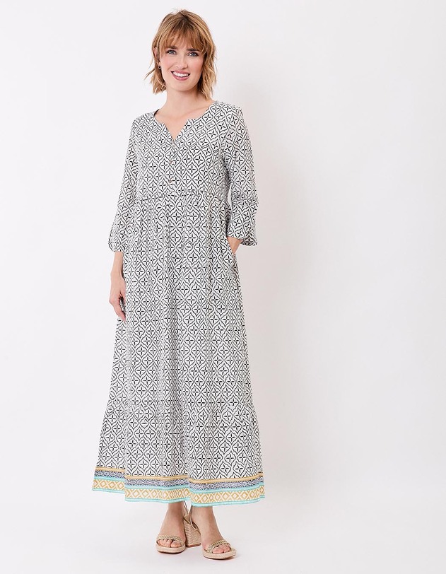 Robe longue imprim&eacute;e en voile de coton imprim&eacute; La Fianc&eacute;e
