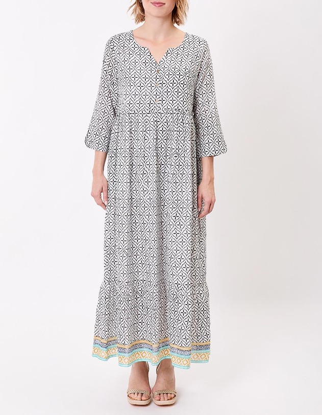 Robe longue imprim&eacute;e en voile de coton imprim&eacute; La Fianc&eacute;e