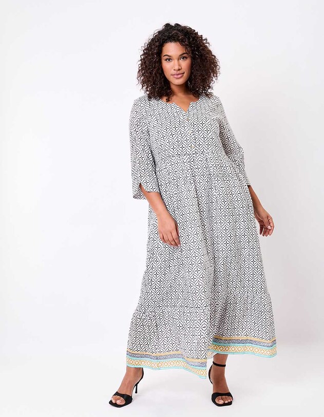 Robe longue imprim&eacute;e en voile de coton imprim&eacute; La Fianc&eacute;e