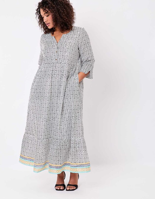 Robe longue imprim&eacute;e en voile de coton imprim&eacute; La Fianc&eacute;e