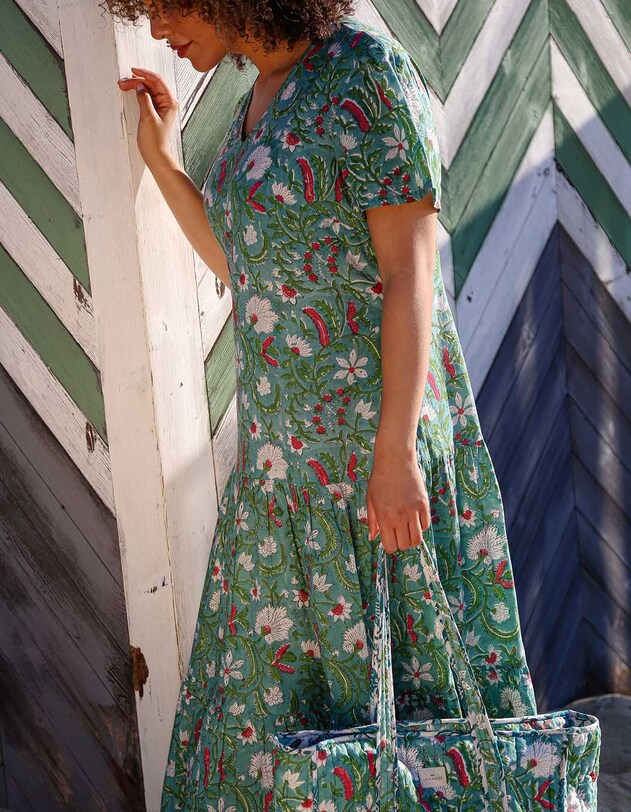Robe longue coton &agrave; volants imprim&eacute; La Fianc&eacute;e