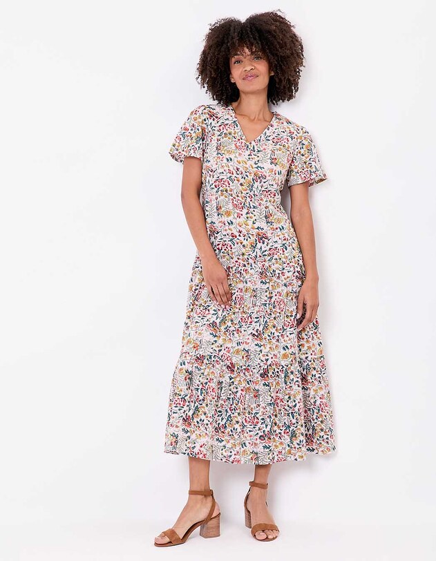 Robe longue coton &agrave; volants imprim&eacute; La Fianc&eacute;e