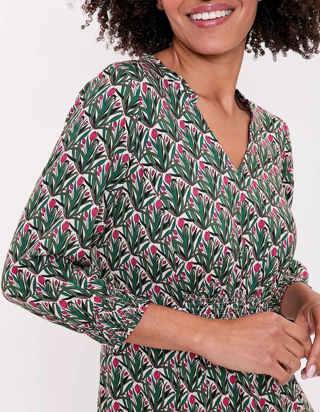 Robe midi fluide ajust&eacute;e imprim&eacute; La Fianc&eacute;e