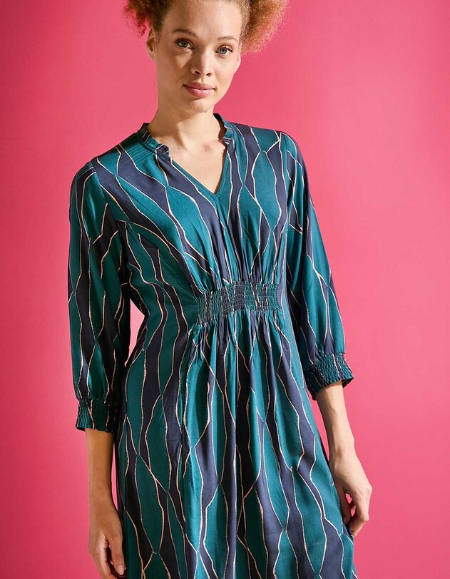 Robe midi fluide ajust&eacute;e imprim&eacute; La Fianc&eacute;e