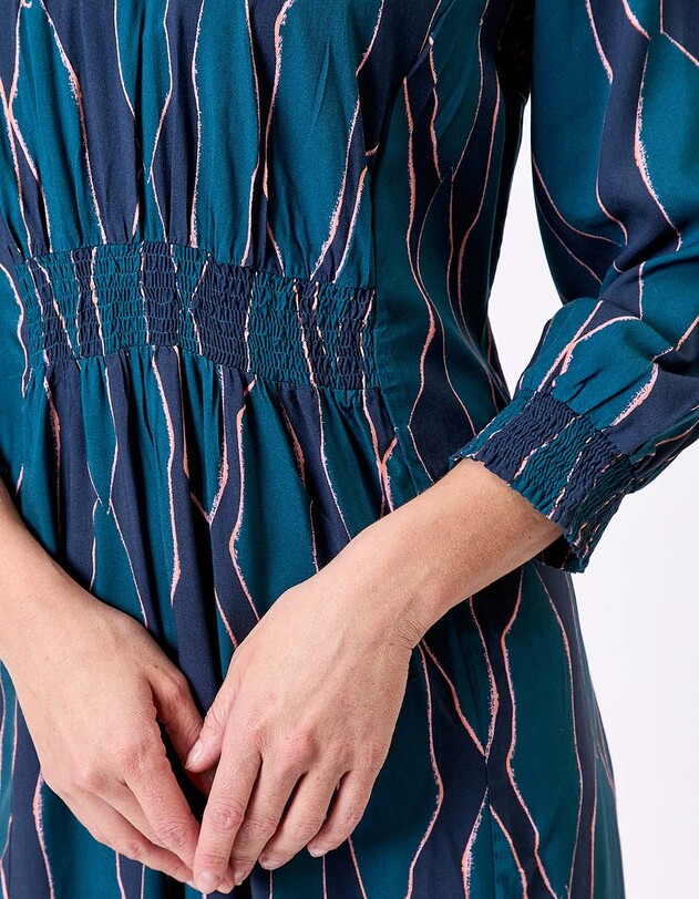 Robe midi fluide ajust&eacute;e imprim&eacute; La Fianc&eacute;e