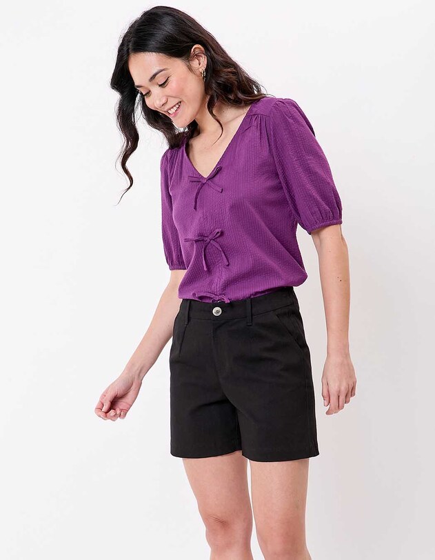 Short coton &eacute;lasthanne uni imprim&eacute; La Fianc&eacute;e