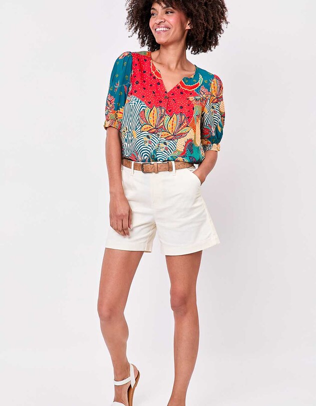 Short coton &eacute;lasthanne uni imprim&eacute; La Fianc&eacute;e