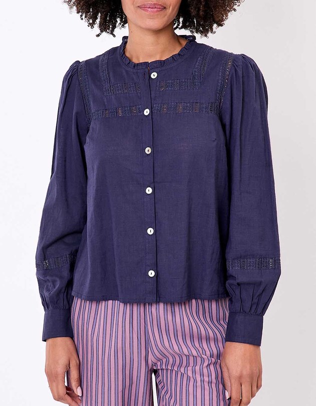 Chemise macram&eacute; coton bio imprim&eacute; La Fianc&eacute;e