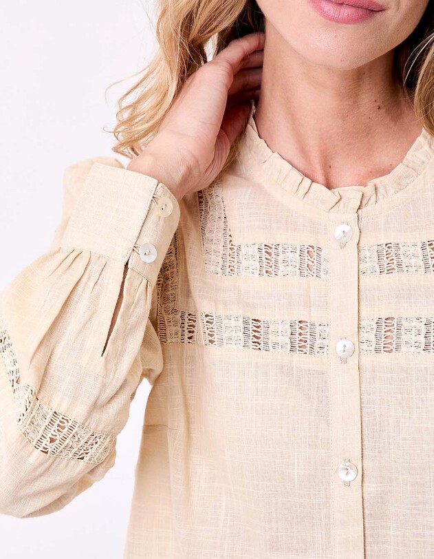 Chemise macram&eacute; coton bio imprim&eacute; La Fianc&eacute;e