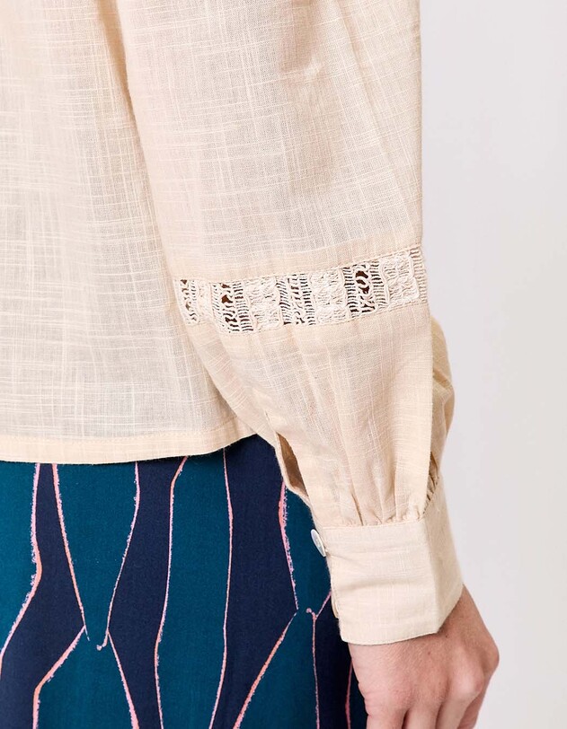 Chemise macram&eacute; coton bio imprim&eacute; La Fianc&eacute;e