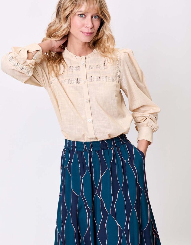 Chemise macram&eacute; coton bio imprim&eacute; La Fianc&eacute;e