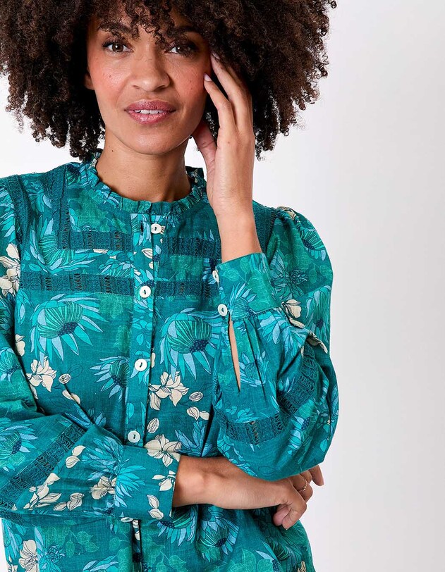 Chemise macram&eacute; coton bio imprim&eacute; La Fianc&eacute;e