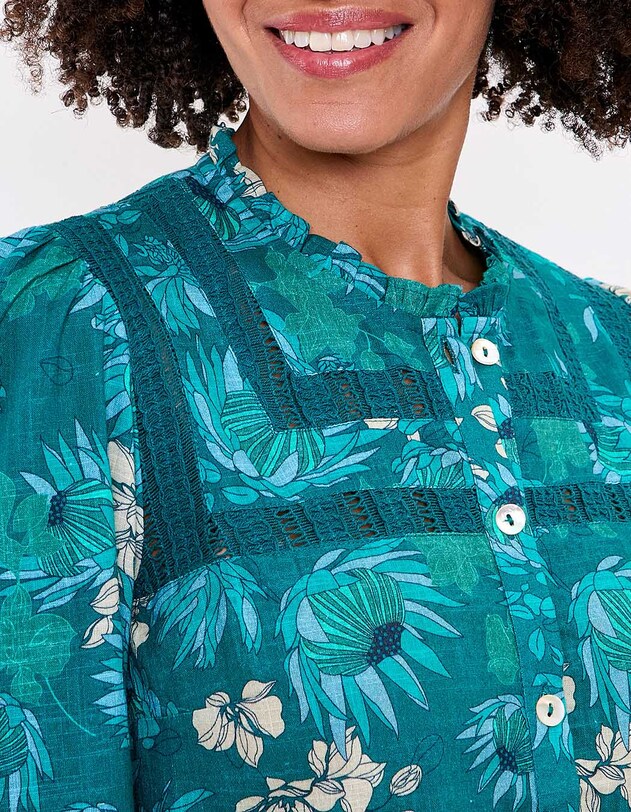 Chemise macram&eacute; coton bio imprim&eacute; La Fianc&eacute;e