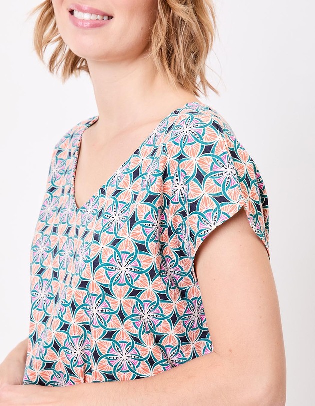 T-shirt coton bio col V imprim&eacute; La Fianc&eacute;e