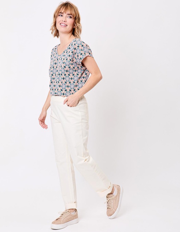 T-shirt coton bio col V imprim&eacute; La Fianc&eacute;e