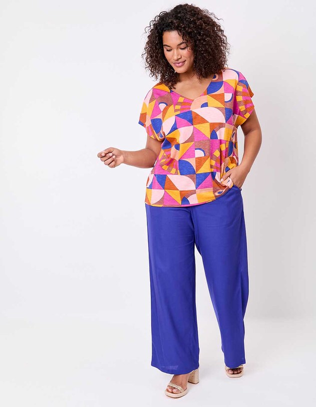 T-shirt coton bio col V imprim&eacute; La Fianc&eacute;e