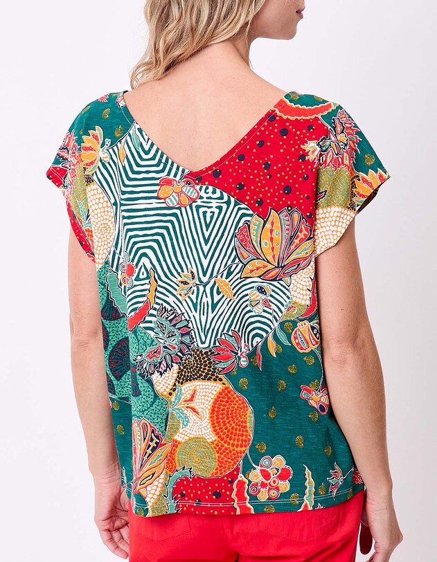 T-shirt coton bio col V imprim&eacute; La Fianc&eacute;e