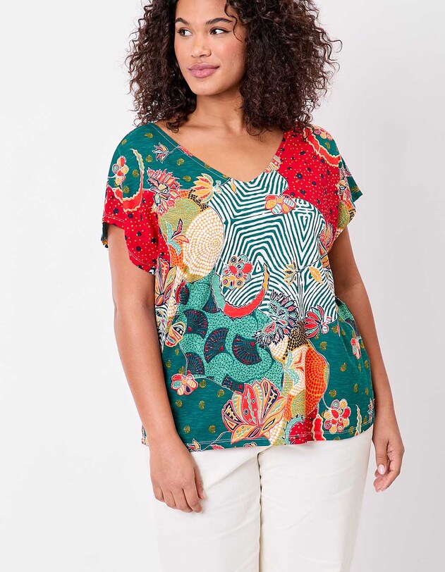 T-shirt coton bio col V imprim&eacute; La Fianc&eacute;e
