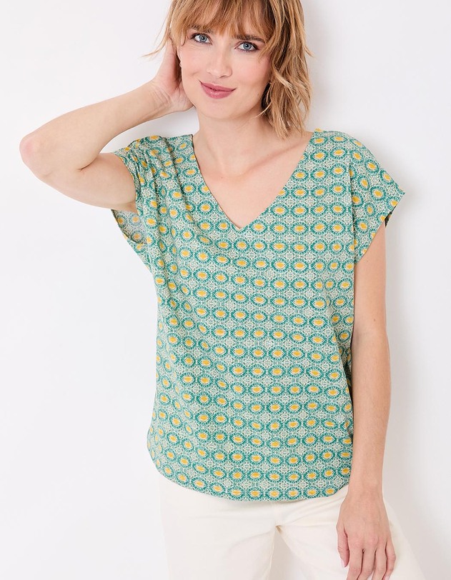 T-shirt coton bio col V imprim&eacute; La Fianc&eacute;e