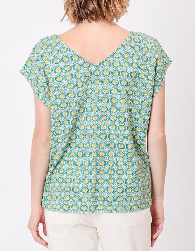T-shirt coton bio col V imprim&eacute; La Fianc&eacute;e