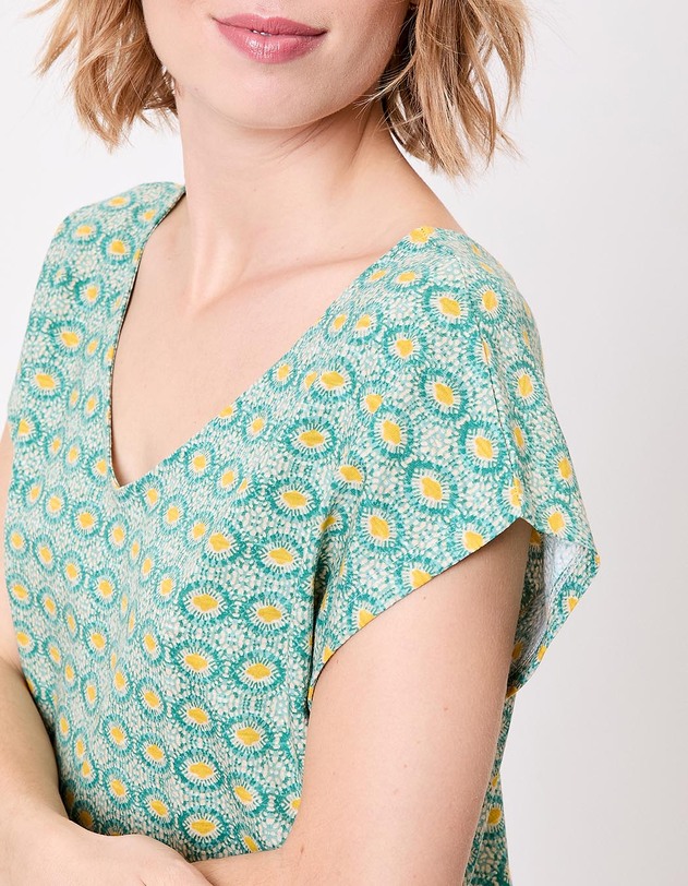 T-shirt coton bio col V imprim&eacute; La Fianc&eacute;e