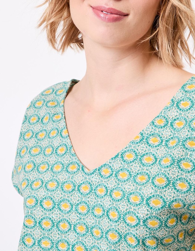 T-shirt coton bio col V imprim&eacute; La Fianc&eacute;e