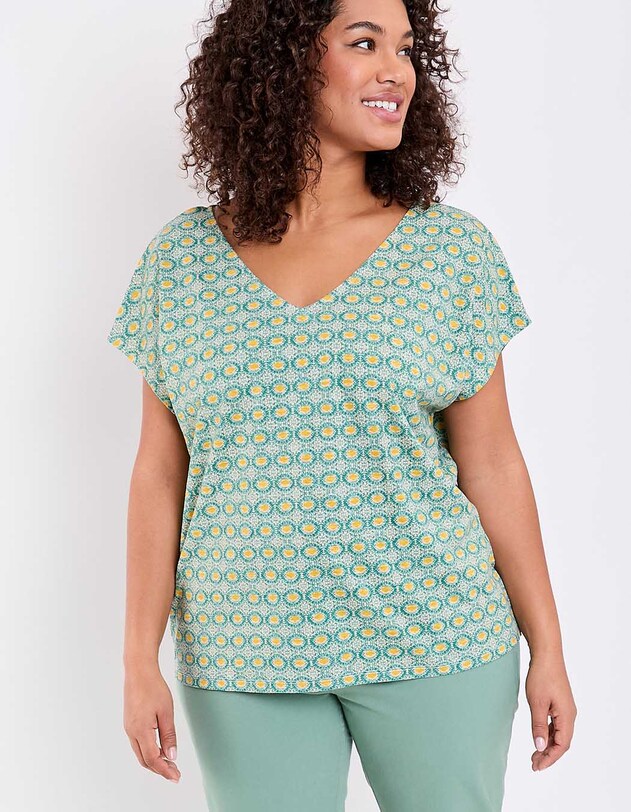 T-shirt coton bio col V imprim&eacute; La Fianc&eacute;e