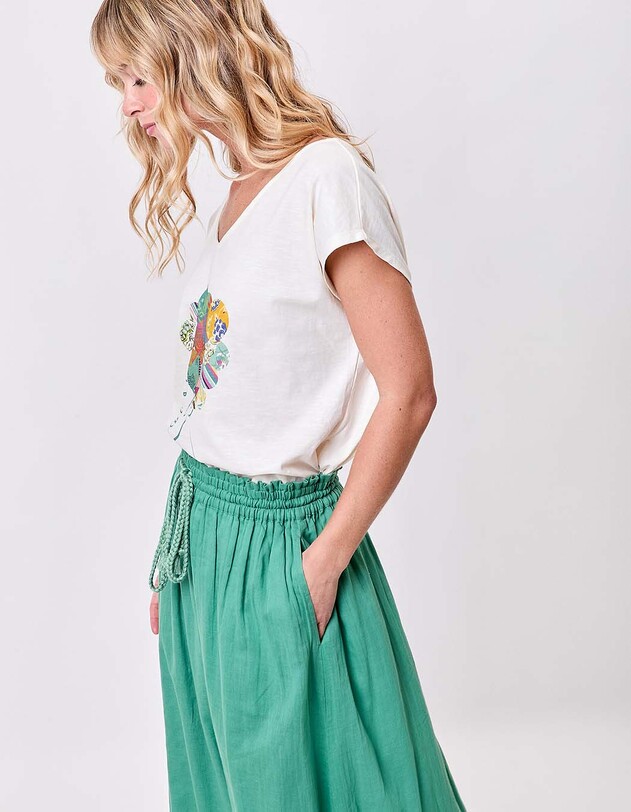 T-shirt coton bio col V imprim&eacute; La Fianc&eacute;e