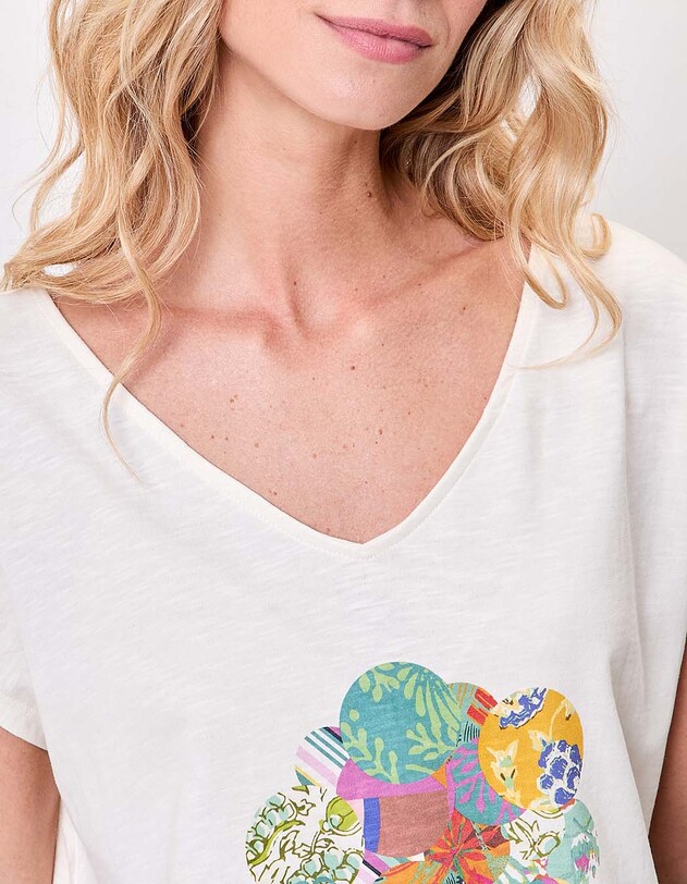 T-shirt coton bio col V imprim&eacute; La Fianc&eacute;e