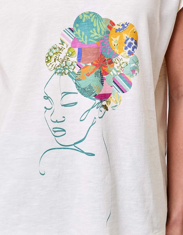 T-shirt coton bio col V imprim&eacute; La Fianc&eacute;e