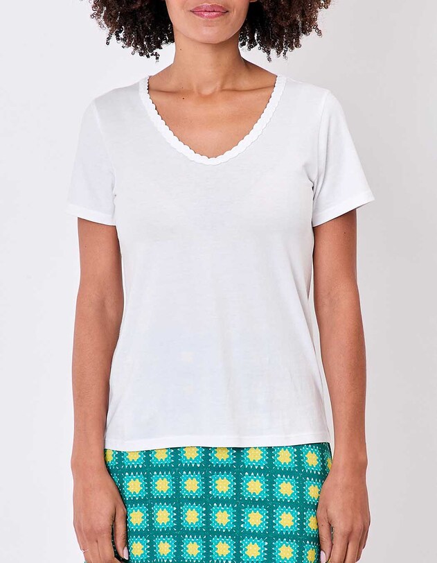 T-shirt coton bio col tress&eacute; imprim&eacute; La Fianc&eacute;e