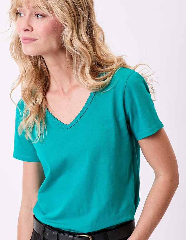 T-shirt coton bio col tress&eacute; imprim&eacute; La Fianc&eacute;e