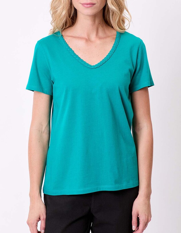 T-shirt coton bio col tress&eacute; imprim&eacute; La Fianc&eacute;e