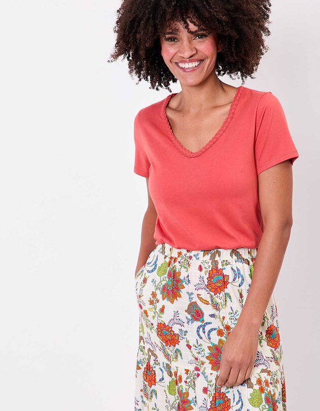 T-shirt coton bio col tress&eacute; imprim&eacute; La Fianc&eacute;e