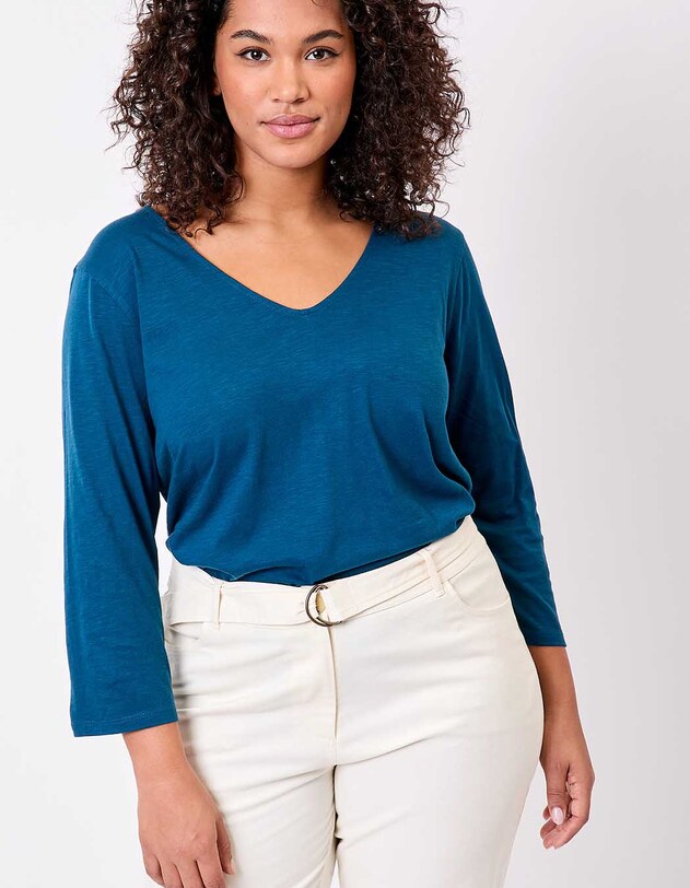 T-shirt uni manches 3/4 coton bio imprim&eacute; La Fianc&eacute;e