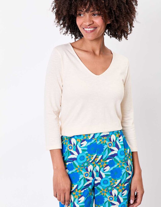 T-shirt uni manches 3/4 coton bio imprim&eacute; La Fianc&eacute;e