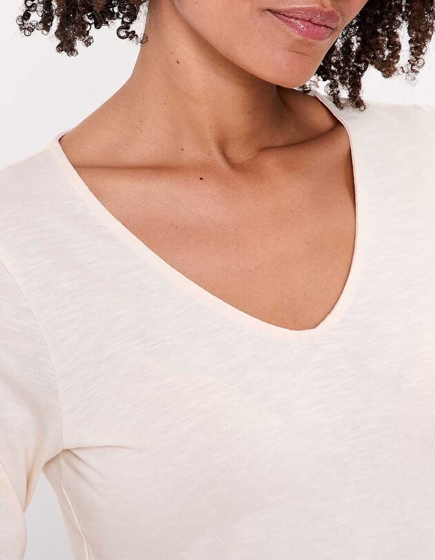 T-shirt uni manches 3/4 coton bio imprim&eacute; La Fianc&eacute;e