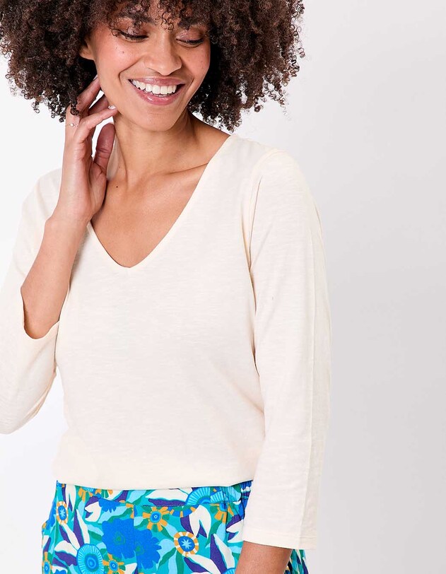T-shirt uni manches 3/4 coton bio imprim&eacute; La Fianc&eacute;e