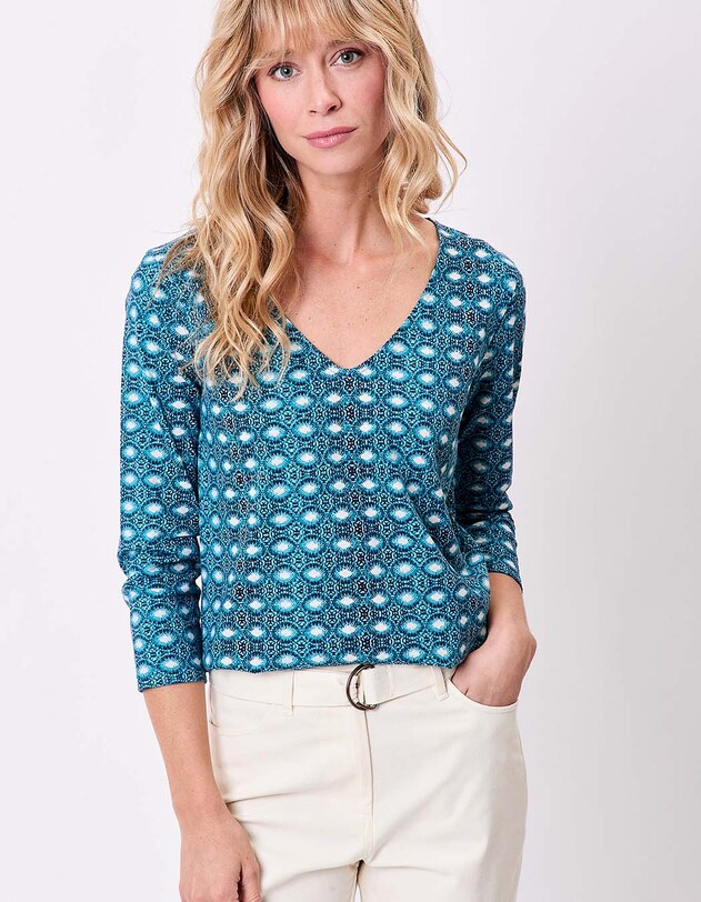 T-shirt imprim&eacute; manches 3/4 coton bio imprim&eacute; La Fianc&eacute;e