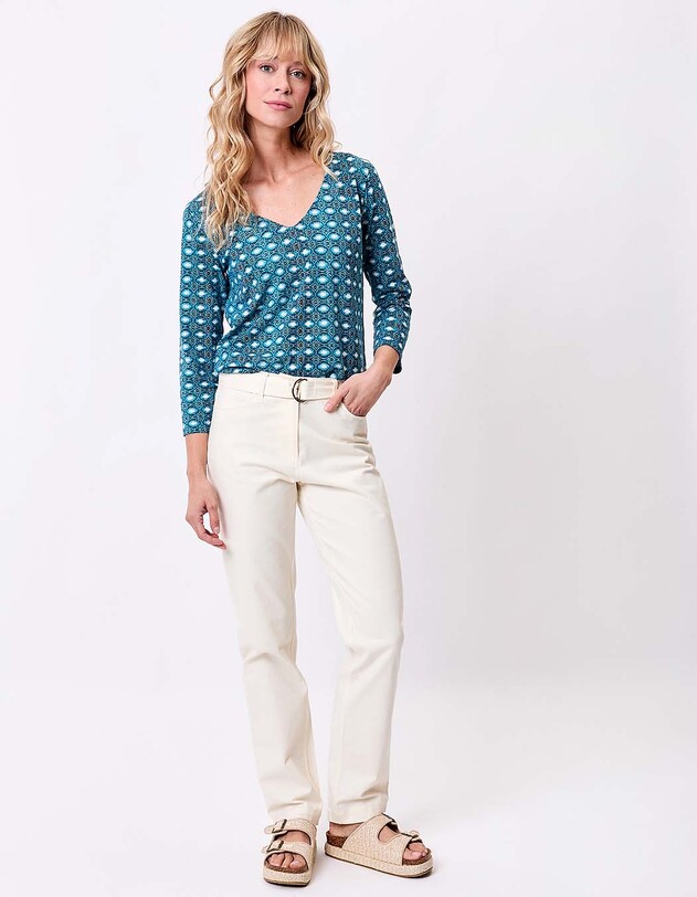 T-shirt imprim&eacute; manches 3/4 coton bio imprim&eacute; La Fianc&eacute;e