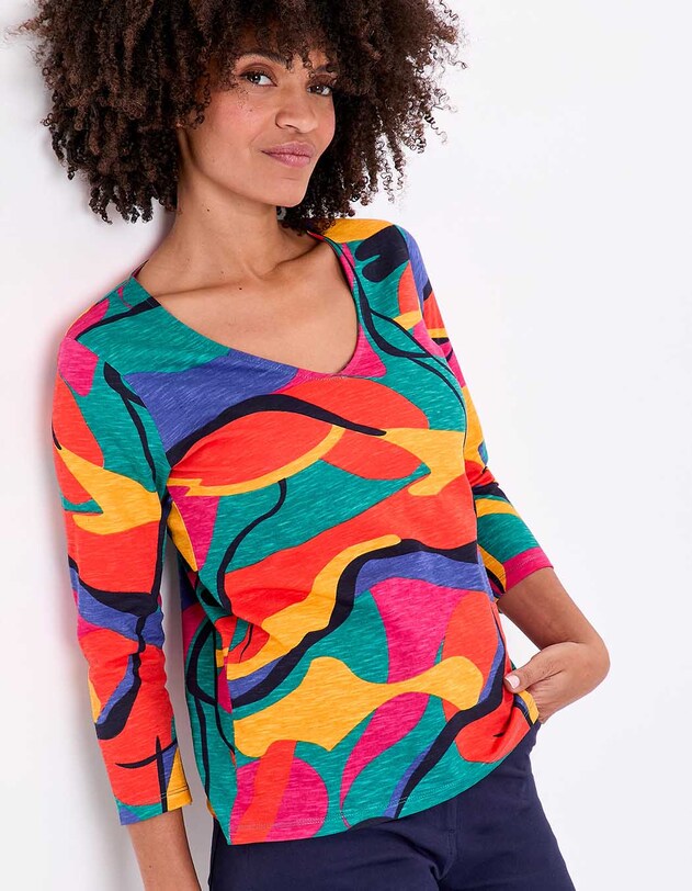 T-shirt imprim&eacute; manches 3/4 coton bio imprim&eacute; La Fianc&eacute;e